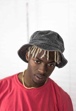 VINTAGE BLACK BUCKET HAT 90S 3.3