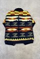 VINTAGE KNITTED CARDIGAN ABSTRACT PATTERNED CHUNKY SWEATER