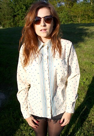 VINTAGE 80S RANCH SHIRT - PATTERN - MEDIUM - FESTIVAL