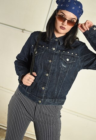 Y2K RETRO DENIM STUDDED TEEN JACKET TOP