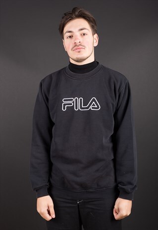 BLACK BIG LOGO SPELL OUT FILA SWEATSHIRT