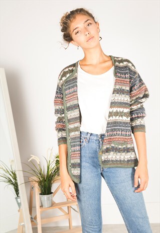 VINTAGE 80S CASUAL KNIT CARDIGAN / R03061