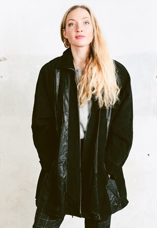 VINTAGE 80S BLACK SUEDE LEATHER JACKET