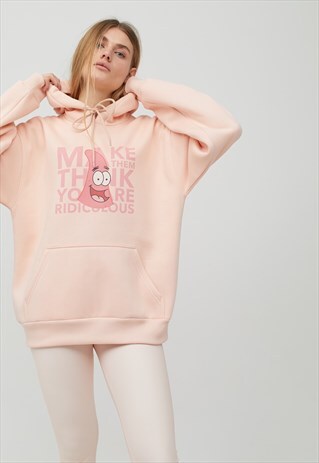 PINK OVERSIZED FLEECE HOODY WITH PATRICK