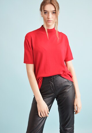 90'S RETRO MINIMALIST KNIT MOMS TOP BLOUSE