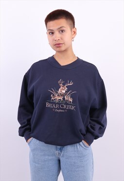 Vintage Briar Creek Embroidered Sweatshirt in Blue