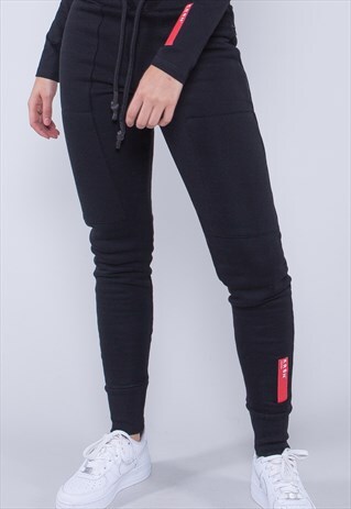 BLACK SLIM FIT HIGH WAISTED JOGGER WITH LOGO