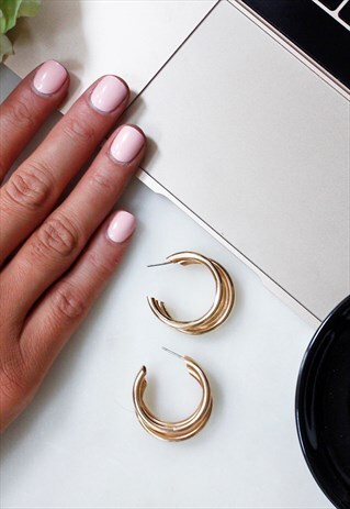 GOLD HOOP DANGLE EARRINGS