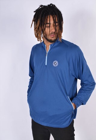 VINTAGE ADIDAS 1/4 ZIP SWEATSHIRT BLUE