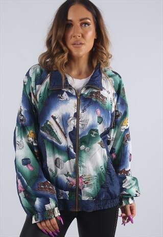VINTAGE SHELL BOMBER JACKET OVERSIZED FITTED UK 14 (K2I)
