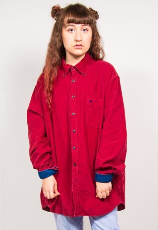 VINTAGE 90'S RED CORD OVERSIZED SHIRT