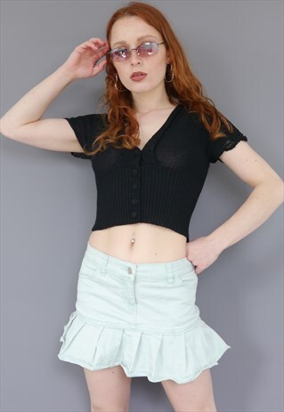 VINTAGE Y2K MINT PLEATED SKIRT