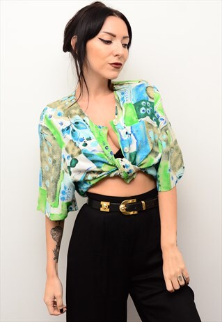 VINTAGE 90'S RETRO FUNKY ABSTRACT PATTERNED OVERSIZED SHIRT