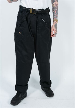 VINTAGE DICKIES 90S WORKWEAR SKATE TROUSERS IN BLACK