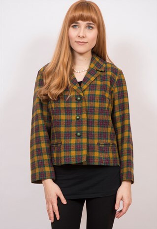 VINTAGE 1960'S CHECK WOOL JACKET