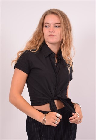 VINTAGE BENETTON SHIRT SHORT SLEEVE BLACK