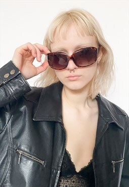 Vintage 90s iconic oversized oval sunglasses in brown