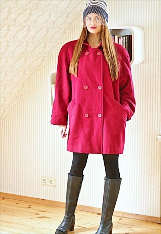 CHERRY RED VINTAGE WOOL COAT