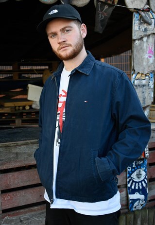 VINTAGE TOMMY HILFIGER NAVY BLUE BOMBER JACKET WITH LOGO
