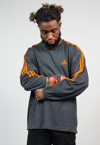 VINTAGE ADIDAS LONG SLEEVE T-SHIRT 90S GREY