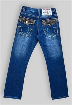 True Religion Joey Super T Denim Jeans in Navy Blue