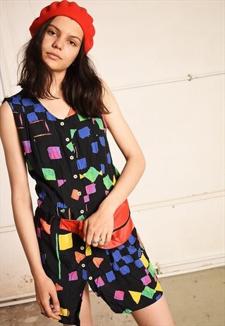 90'S RETRO ABSTRACT PRINT FESTIVAL MINI DRESS