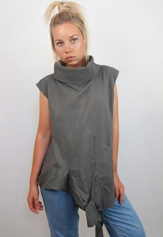 VINTAGE 90'S MINIMALIST ASYMMETRIC HIGH NECK VEST / TOP