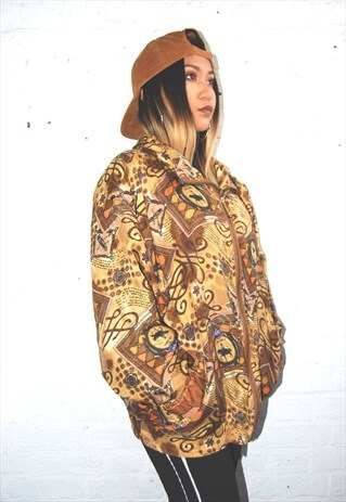 PRINTED SILKY WINDBREAKER/SHELL/BOMBER JACKET (1990'S)