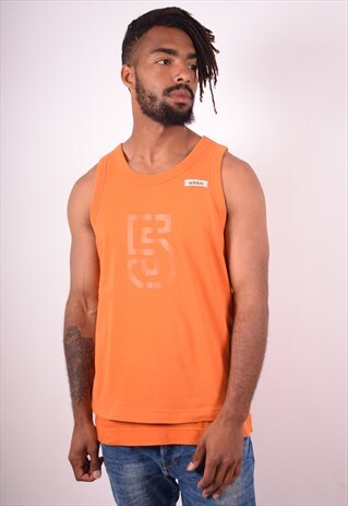 ADIDAS MENS VINTAGE VEST TOP MEDIUM ORANGE 90S