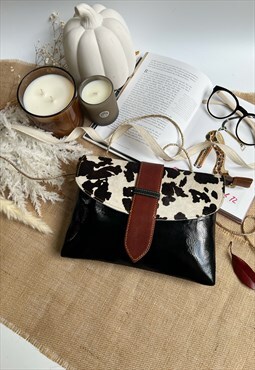 Nephele Sustainable Leather Cow Print Cross Body Handbag