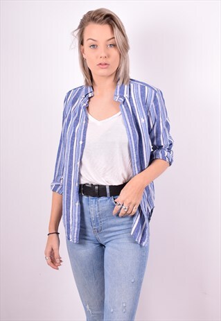RALPH LAUREN WOMENS VINTAGE SHIRT MEDIUM BLUE 90'S