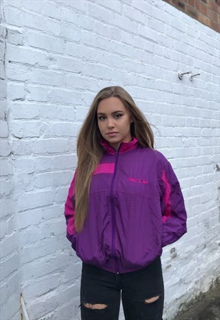 VINTAGE OVERSIZED WINDBREAKER PINK & PURPLE SHELL JACKET