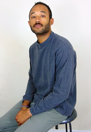 90S MINIMALIST SPORTWEAR MOCK TURTLE NECK GREY TEE LARGE