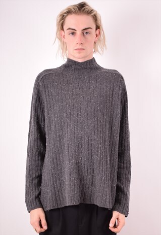 POLO RALPH LAUREN MENS VINTAGE JUMPER SWEATER XL GREY 90S