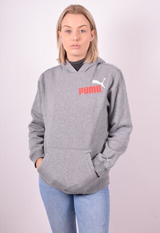 PUMA WOMENS VINTAGE HOODIE JUMPER MEDIUM GREY 90S