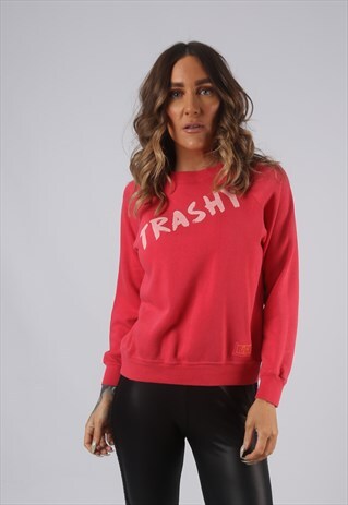 VINTAGE SWEATSHIRT TRASHY PRINT UK 4 - 6 BICH REBORN (DLAT)
