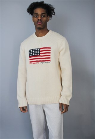 VINTAGE RALPH LAUREN POLO JEAN CO FLAG LOGO CREW NECK JUMPER