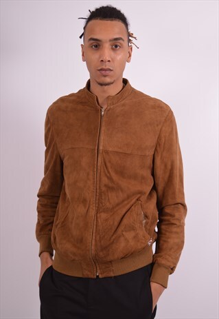 MENS VINTAGE SUEDE JACKET XL BROWN 90S
