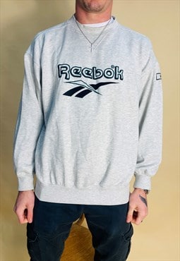 Vintage Size M Reebok Embroidered Sweatshirt In Grey