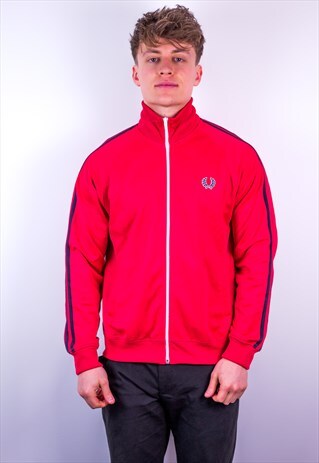 VINTAGE FRED PERRY STRIPED JACKET IN RED