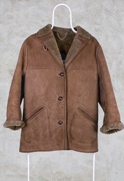 Vintage 80s Sheepskin Coat Jacket Faux Fur Women's UK 12