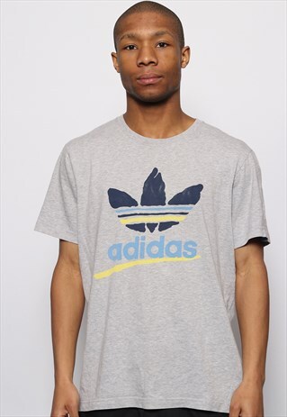 VINTAGE ADIDAS LOGO T-SHIRT GREY
