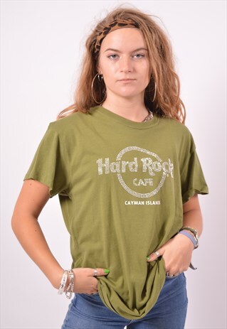 VINTAGE HARD ROCK CAFE CAYMAN ISLAND T-SHIRT TOP KHAKI