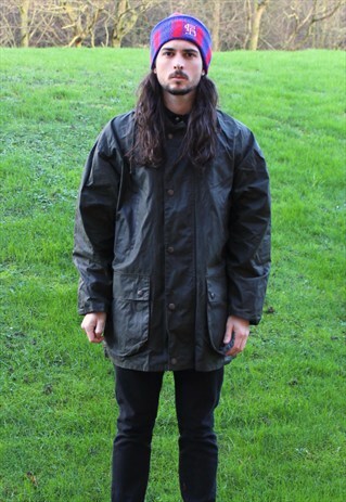 VINTAGE 90S BRITISH WAX JACKET - MEDIUM - RACING GREEN