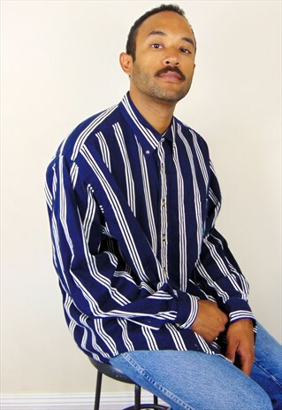 NAUTICA 90S CLASSIC LUXURY VERTICAL STRIPE OXFORD SHIRT XL