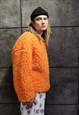 WIDE FLEECE SWEATER DROP SHOULDER FLUFFY JUMPER IN ORANGE