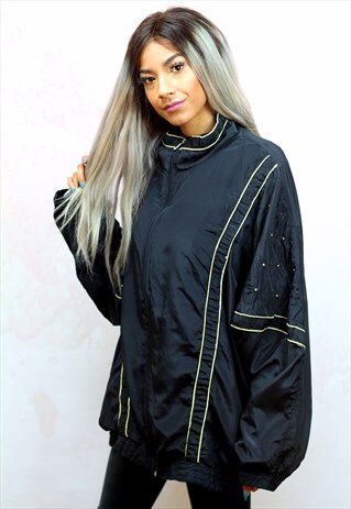 1990S VINTAGE GOLD AND BLACK SHELL TRACK JACKET