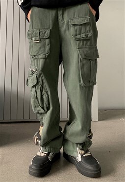 Army Green Cargo pants trousers Y2k Workwear