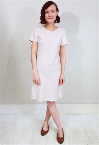 VINTAGE 90'S PALE PINK BIAS CUT SHIFT DRESS
