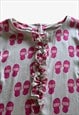 VINTAGE 90S WOMEN'S KRAMER PINK SANDAL PRINT BLOUSE